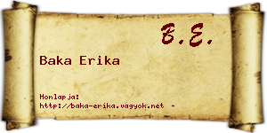 Baka Erika névjegykártya
